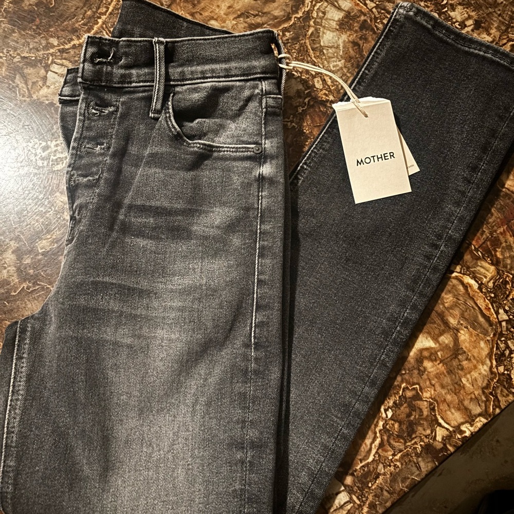 MOTHER Smoke Gray Dazzler Ankle Jeans